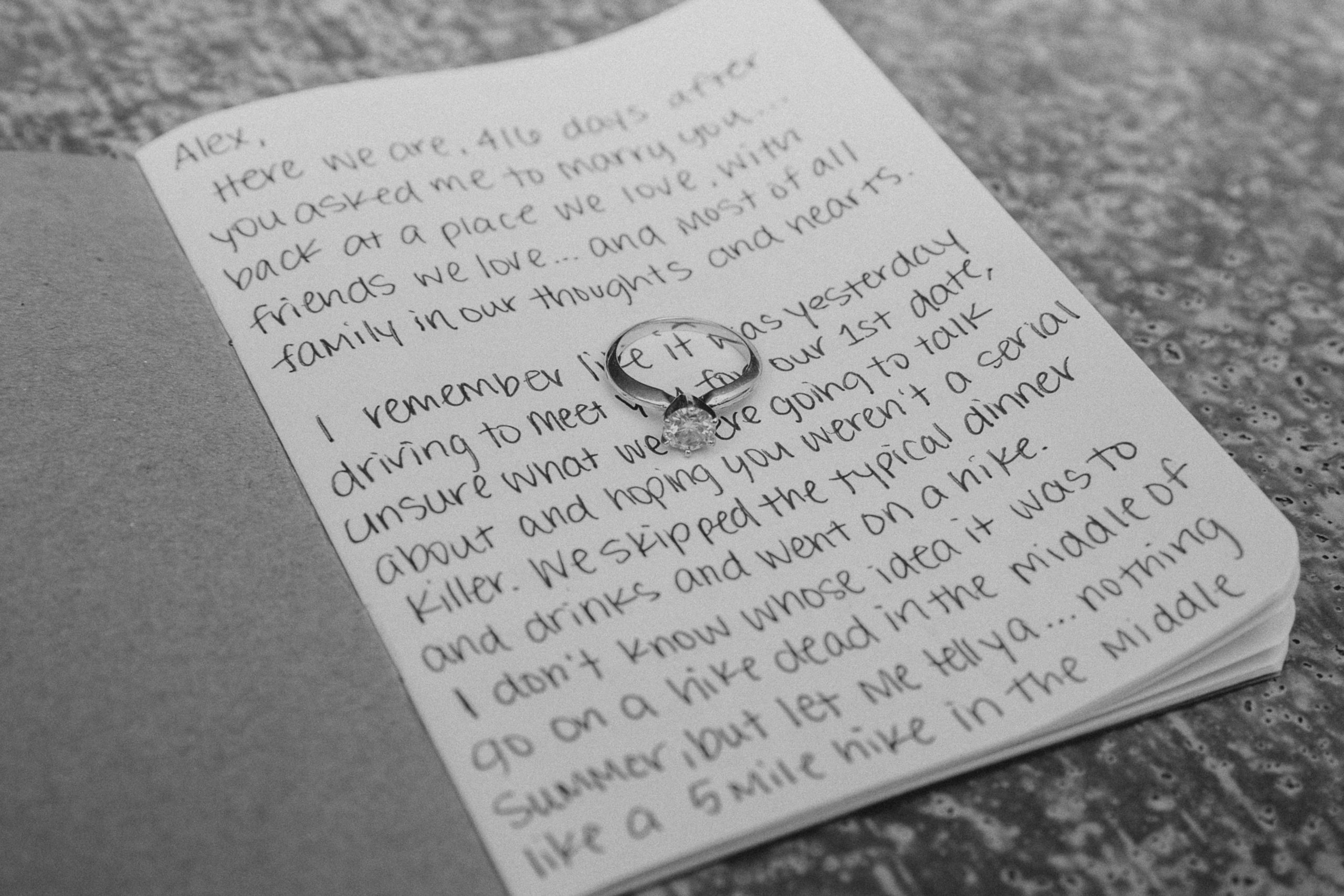 Vows with the wedding ring sitting on top of them during a florida keys intimate wedding