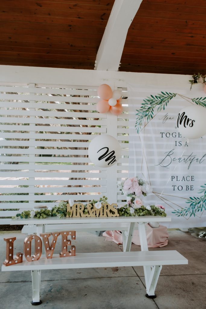 intimate wedding decorations at a park in Destin, Florida