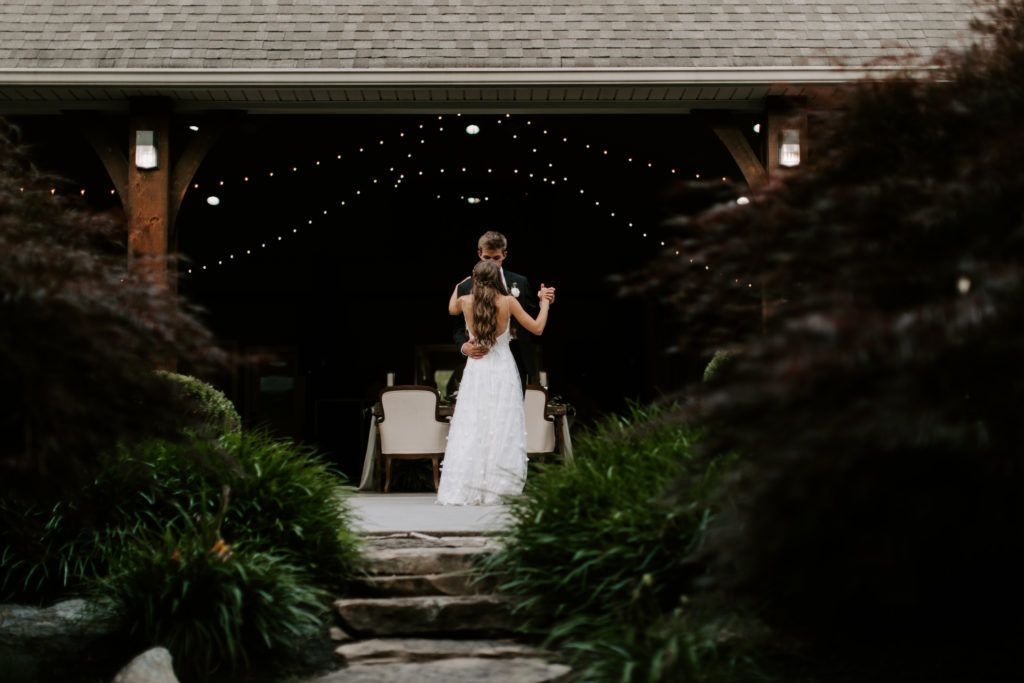 The bride and groom sharing their first dance during their Knoxville wedding in East Tennessee