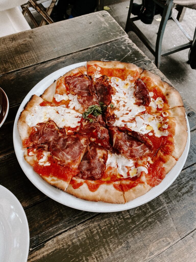 A pizza that a newly wed couple ordered on their elopement day during their NYC wedding