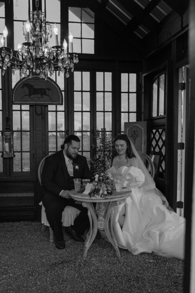 A couple sharing a private moment after getting married and before joining their guests in Florida