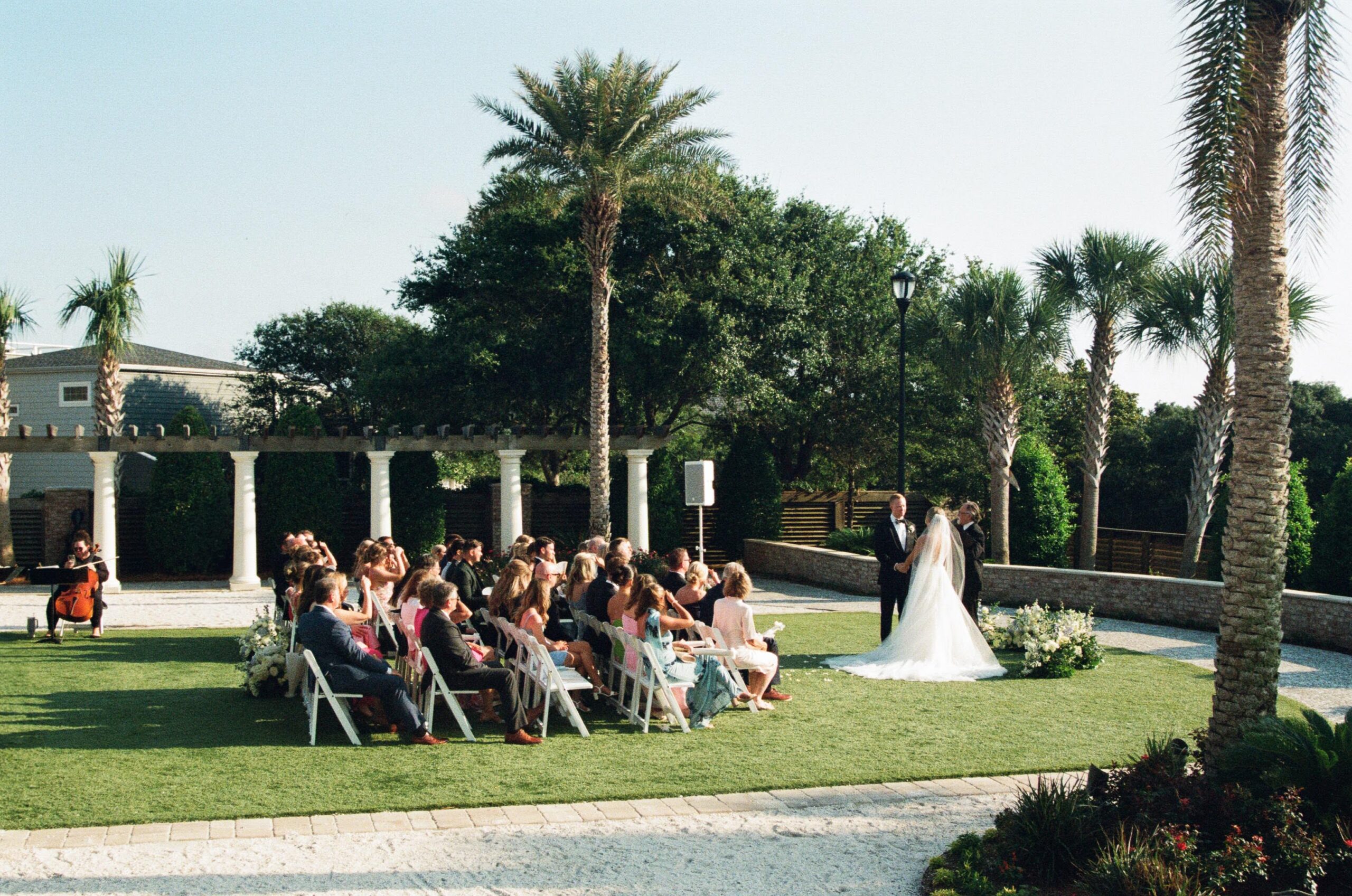 Wedding ceremony setup on the lawn at The Henderson Beach Resort.