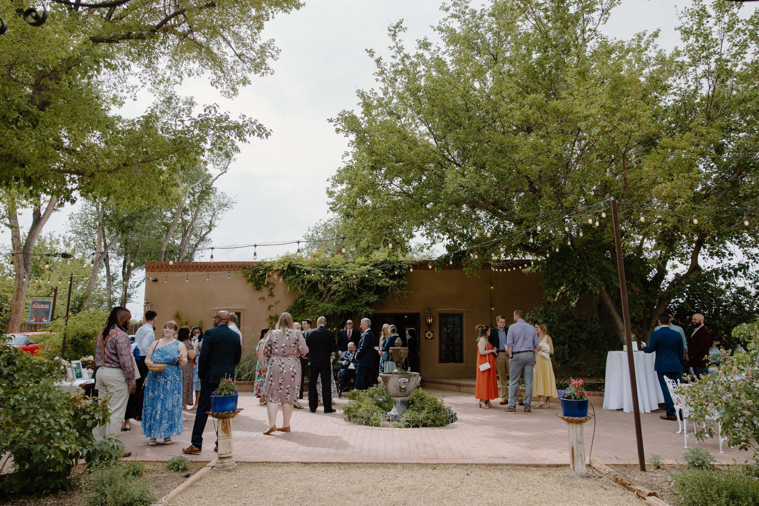 Wedding guests hanging out before the wedding ceremony in New Mexico